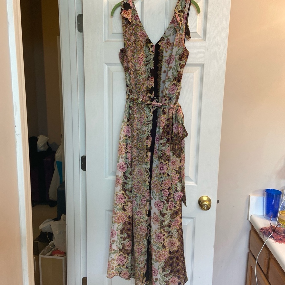 Lane Bryant Cream Maxi Dress with Floral V-Neck